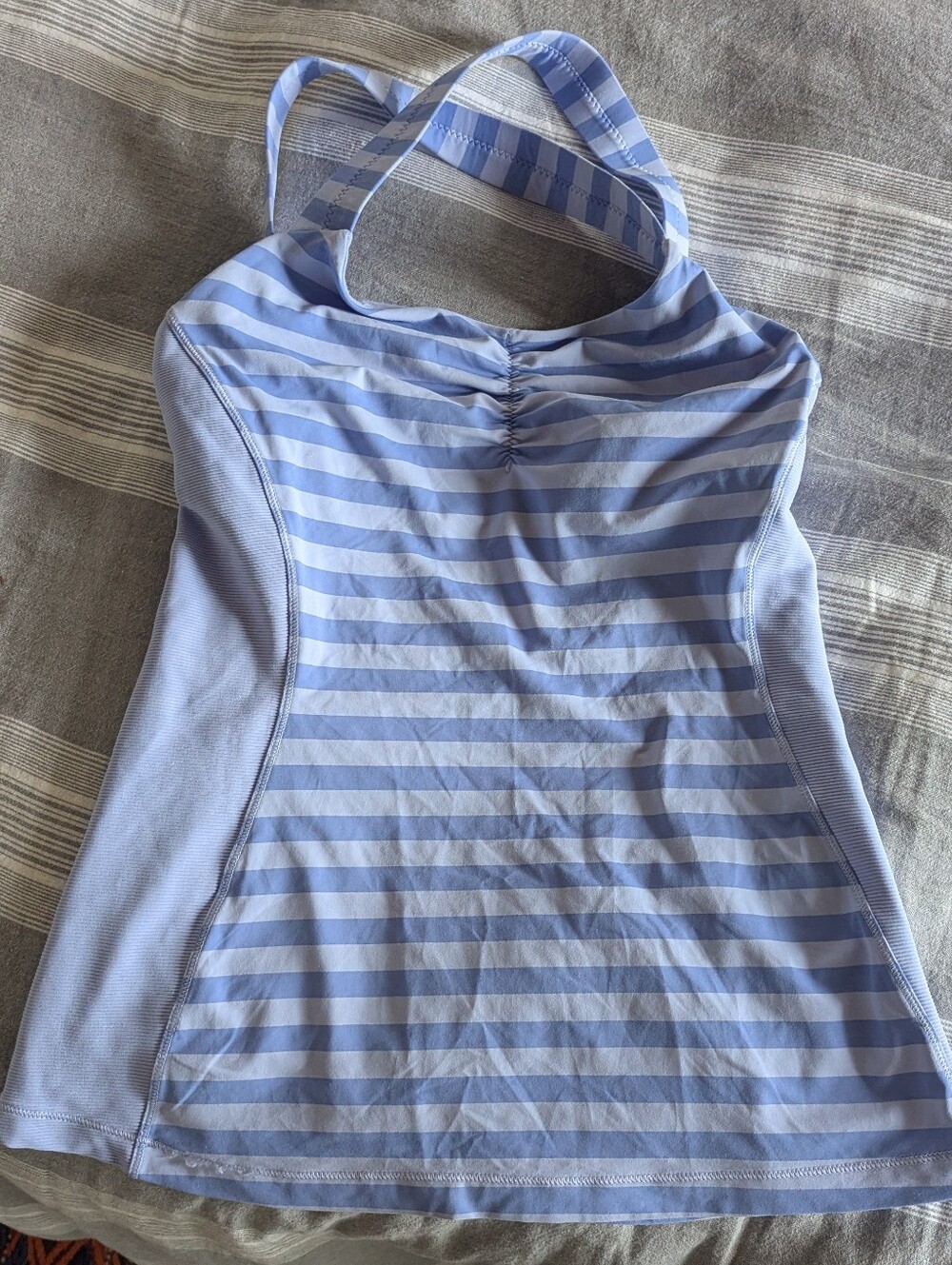 Light Blue Striped Athletic Top